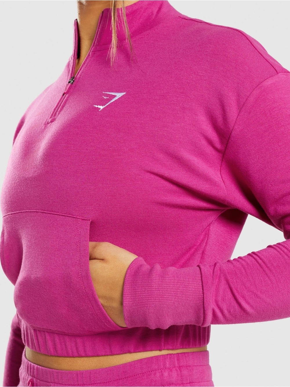 Gymshark Women's Magenta Half-Zip Cropped Pullover